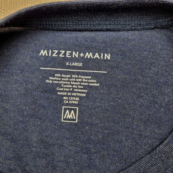 Mizzen + Main Easy Knit Henley Shirt Men's Size XL Navy Blue Heather NWT - Picture 5 of 7